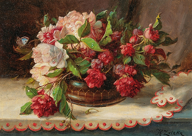 Floral Still Life Painting with Roses