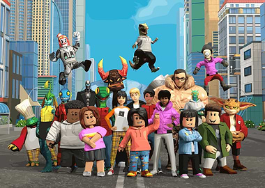 Roblox Characters in Cityscape