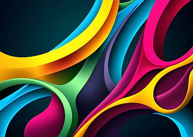 Interlaced Neon Curves Weaving Across a Dark Cyan Canvas