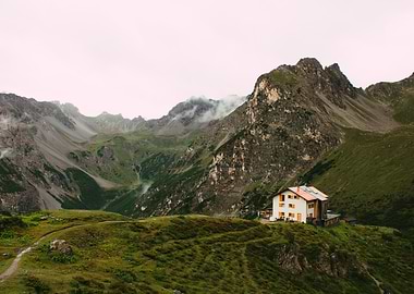 Mountain house landscape
