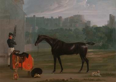 Equestrian Scene with Castle Backdrop Painting