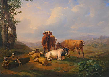 Pastoral Scene with Livestock Painting
