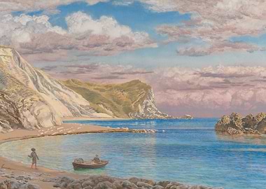 Coastal Scene with Figures and Boat