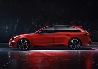 Red Audi RS4 Avant Side View