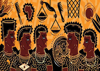 Black Men with Afrocentric Symbols