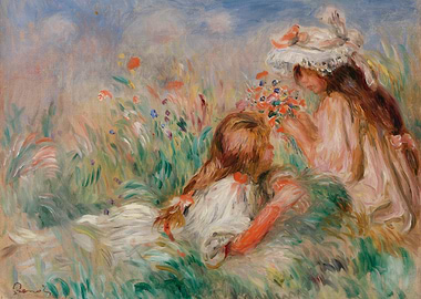 Two Girls in the Meadow Painting