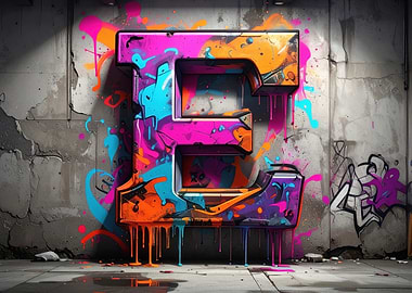 Graffiti Letter E on Concrete Wall