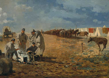 Civil War Campfire Scene Painting