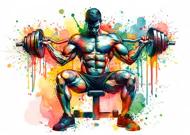 Weightlifter in Watercolor