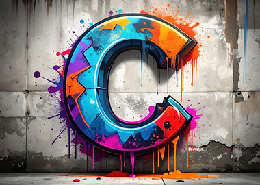 Graffiti Letter C on Concrete Wall