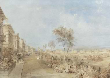 Victorian Era Street Scene Painting