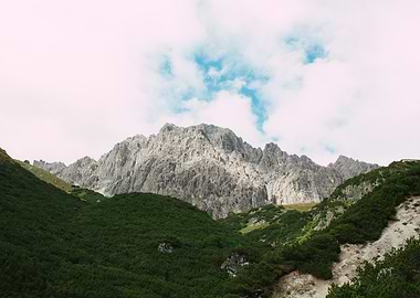Mountain Peak Landscape with Greenery