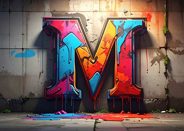 Graffiti Letter M on Concrete Wall