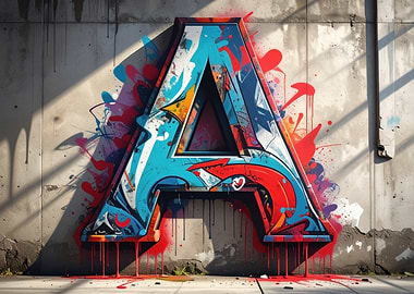 Graffiti Letter A on Concrete Wall