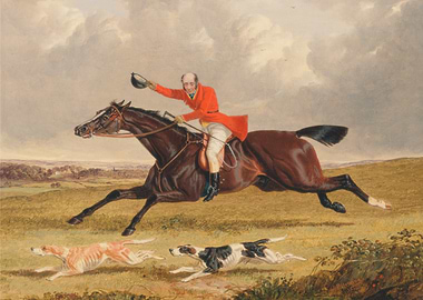 Fox Hunt Painting with Horse and Dogs