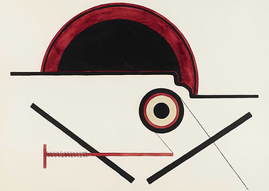 Abstract Geometric Composition in Red and Black by francic picabia