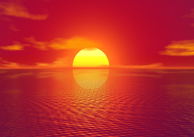 Vibrant Sunset Over Calm Ocean