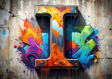 Graffiti Letter T on Concrete Wall