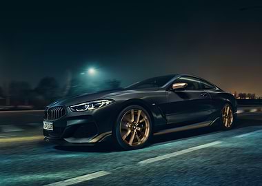 Sleek BMW Coupe at Night