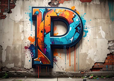 Graffiti Letter P on Brick Wall