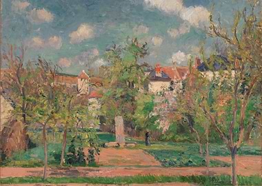 Impressionist Village Scene Painting