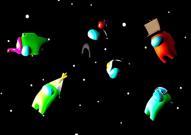 Among Us Characters in Space