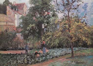 Impressionist Garden Scene with Figures