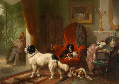 Dogs in an Interior Painting