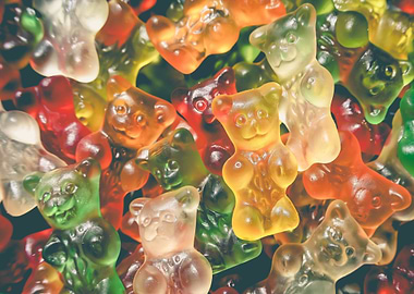 Colorful Gummy Bears Candy Close-Up