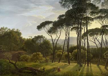 Italian Landscape with Umbrella Pines Painting