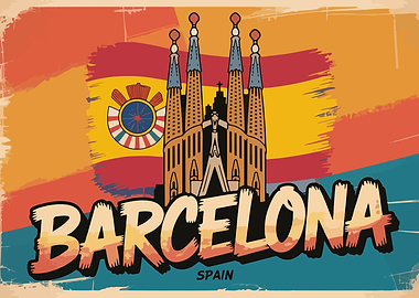 Barcelona Spain Vintage Travel Poster