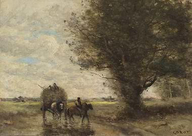 Corot's Landscape with Figures and Horses