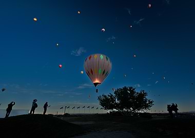 Colorful Sunrise Hot Air Balloons Festival at Dusk