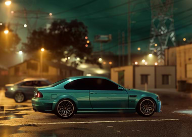 Teal BMW M3 in Urban Setting