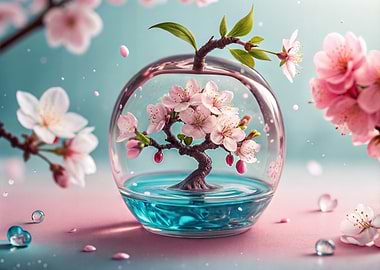 Cherry Blossom Tree in Apple Glass