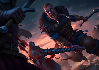 Viking Battle Scene with Bloodshed