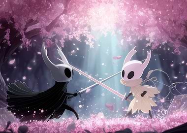 Hollow Knight Duel in Cherry Blossom