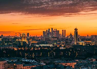 Moscow Cityscape at Sunset