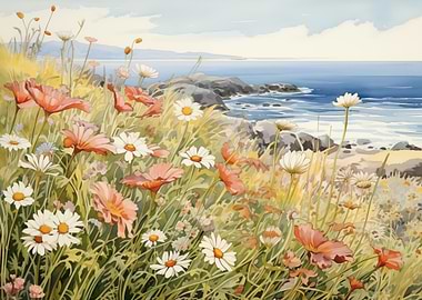 Floral Landscape and Sea
