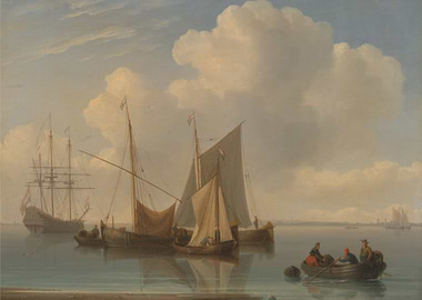 Dutch Ships in Calm Waters Painting