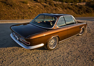 Classic Brown BMW Coupe on Dirt Road