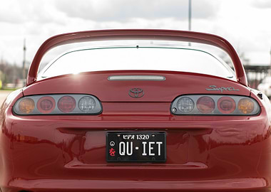 Red Mark4 A80 Toyota Supra Rear View Quiet plate