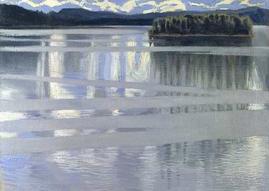 Serene Lake Landscape Painting