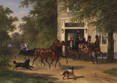 Horse-drawn Carriage at Estate Painting