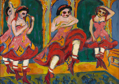 Ballet Dancers in Red Dresses Painting