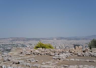 Athens cityscape from ancient ruins