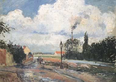 Impressionist Landscape with Cloudy Sky