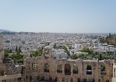 Athens cityscape from ancient ruins