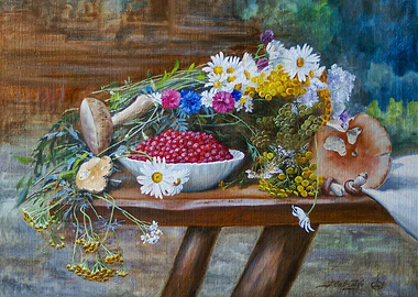Still Life with Berries and Flowers