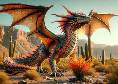 Dragon in Desert Landscape